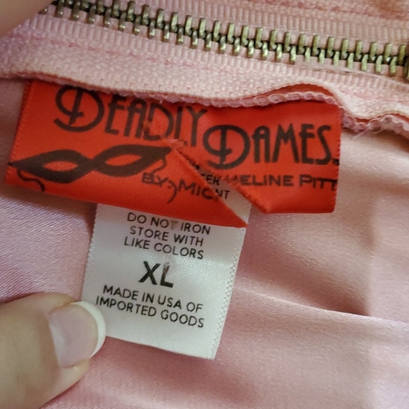 SOLD Deadly Dames XL Vegan Leather Dress Pinup - Picture 6 of 6